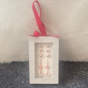 Elegant Pink Earring Set with Ribbon